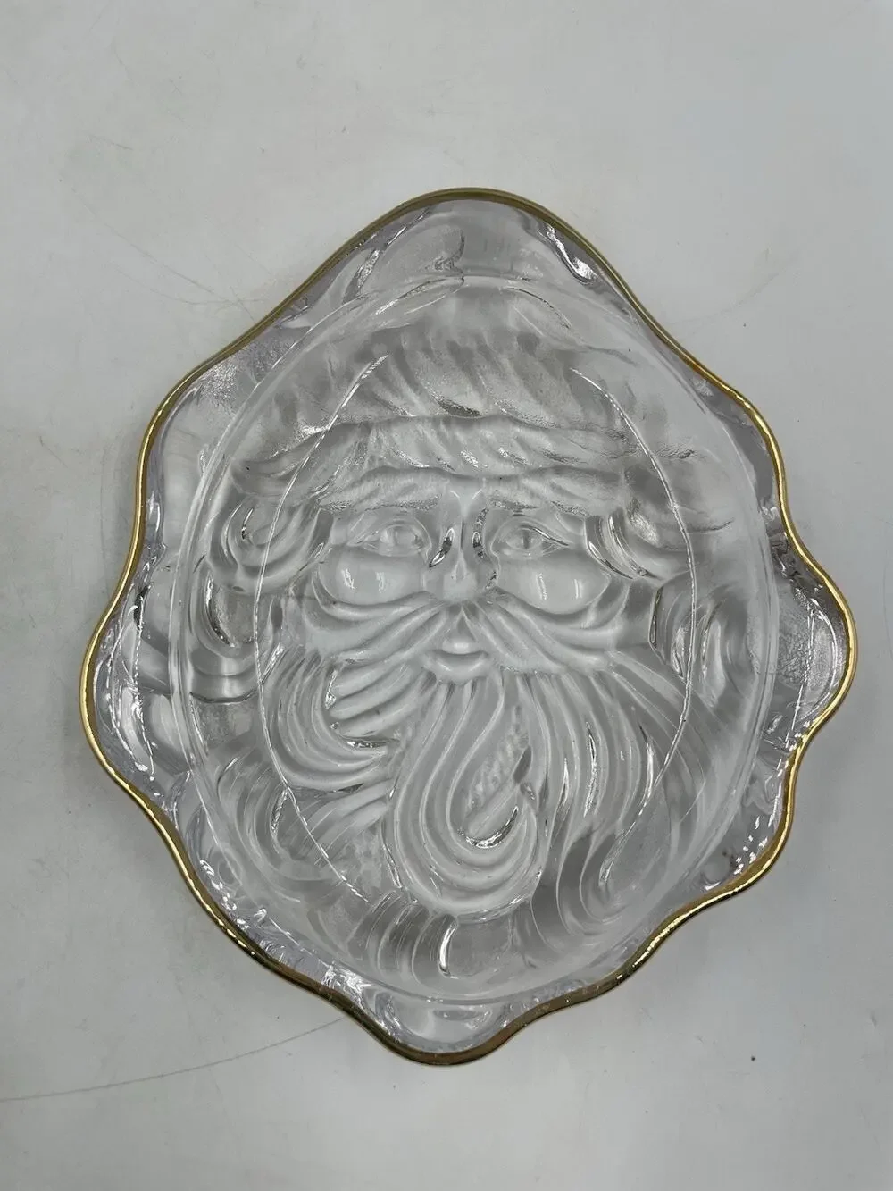 Mikasa Studio Nova Santa Face Glass Dish Gold Trim